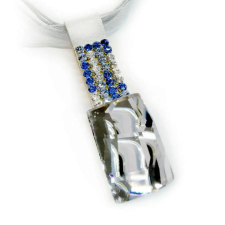 Swarovski Swarovski Kristály Nyaklánc - Fehér-Kék - Bőr nyaklánc