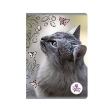 Sweet Pets cicás kockás füzet - A5 80 lapos - pillangóval füzet