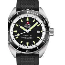 Swiss Military SMA34100.07 Diver Titanium Automatic Mens Watch 42mm 30ATM, karóra
