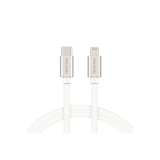 Swissten 71525203 Textile USB Type-C apa - Lightning apa Adat és töltő kábel - Fehér/Ezüst (1.2m) kábel és adapter