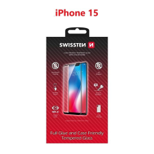 Swissten Full Glue Apple iPhone 15 3D üvegfólia - fekete mobiltelefon kellék
