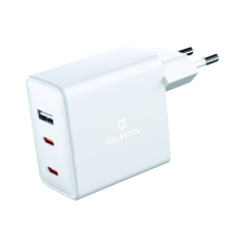 Swissten Power Delivery 2x USB-C / USB-A Hálózati töltő - Fehér (70W) (22054100) mobiltelefon kellék