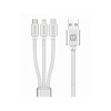 Swissten USB-A apa - USB-C/Lightning/Micro USB-B apa 2.0 Adat és töltő kábel - Fehér (1.2m) (72501102)