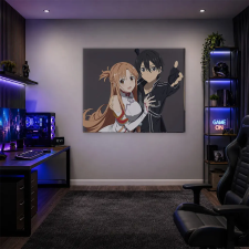  Sword Art Online Kirito és Asuna kéz a kézben vászonkép dekoráció