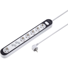 Sygonix védőérintkezős 8 részes elosztó kapcsolóval fehér fekete (SY-4538274) (SY4538274) hosszabbító, elosztó