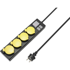 Sygonix védőérintkezős elosztó kapcsolóval fekete sárga (RF-4737806) (RF4737806) hosszabbító, elosztó