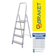  SZABADON ÁLLÓ ALUMÍNIUM LÉTRA 215 CM 6 FOKFOLYAM + PLÁZAT - BR-00-1206 létra és állvány