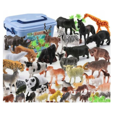  Szafari állat figurák 58 db-os gyűjtemény hordozható dobozban játékfigura