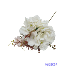  Szálas hortenzia kiegészítőkkel 35cm - Fehér dekorációs kellék