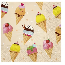 . Szalvéta, 2 rétegű, 33x33 cm, fagyi minta party kellék