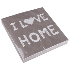 Szalvéta 33 x 33 cm 3 rétegű I love home szürke papírárú, csomagoló és tárolóeszköz