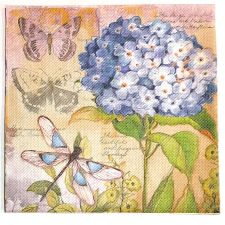  Szalvéta - hortenzia pillangóval és szitakötővel papírárú, csomagoló és tárolóeszköz