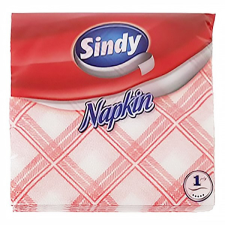  Szalvéta SINDY 1 rétegű 45 lapos 33x33 cm piros kockás higiéniai papíráru