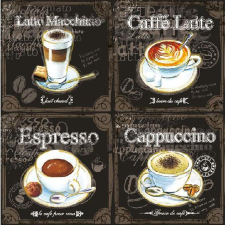  Szalvéta - Types of coffee papírárú, csomagoló és tárolóeszköz