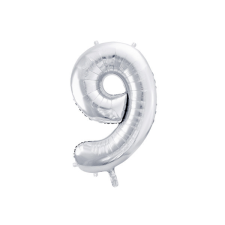 Szám fólia lufi ''9'' 86cm ezüst party kellék