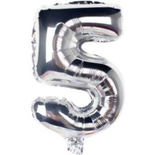 Szám Mini 5-ös Silver szám Fólia lufi 33 cm party kellék