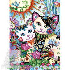  Számfestő 20x30cm színpompás &quot;Flower cat mosaic&quot; Keret nélküli kreatív és készségfejlesztő