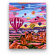 Számfestő Csíkos hőlégballonok - előszínezett számfestő készlet (50x65cm) kreatív és készségfejlesztő