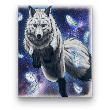 Számfestő Éjszakai farkas - előszínezett számfestő készlet (40x50cm) kreatív és készségfejlesztő