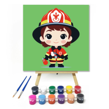 Számfestő.hu A kis tűzoltó - gyerek számfestő készlet – 20×20 cm (Keretre feszítve) kreatív és készségfejlesztő