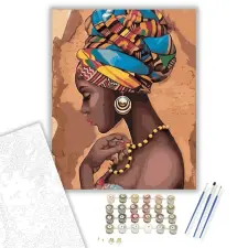 Számfestő.hu Afrikai nő - számfestő készlet – 50×60 cm (Keret nélkül) kreatív és készségfejlesztő