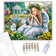 Számfestő.hu Angyal a kertben - számfestő készlet – 40×50 cm (Keretre feszítve) kreatív és készségfejlesztő