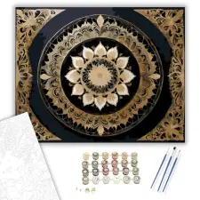 Számfestő.hu Arany Csipkés Mandala - számfestő készlet – 40×50 cm (Keretre feszítve) kreatív és készségfejlesztő