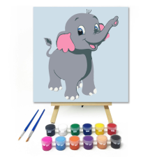 Számfestő.hu Aranyos Kiselefánt - gyerek számfestő készlet – 20×20 cm (Keretre feszítve) kreatív és készségfejlesztő