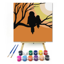 Számfestő.hu Baglyok - gyerek számfestő készlet – 20×20 cm (Keretre feszítve) kreatív és készségfejlesztő