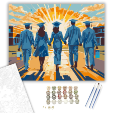 Számfestő.hu Ballagó Fiatalok Naplementében - számfestő készlet – 40×50 cm (Keretre feszítve) kreatív és készségfejlesztő