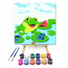 Számfestő.hu Béka ABC - gyerek számfestő készlet – 50×50 cm (Keretre feszítve) kreatív és készségfejlesztő
