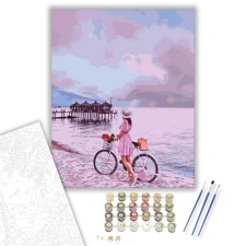 Számfestő.hu Biciklivel a parton - számfestő készlet – 40×50 cm (Keretre feszítve) kreatív és készségfejlesztő