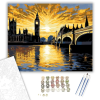 Számfestő.hu Big Ben és a Westminster Palota Naplementében - számfestő készlet – 60×70 cm (Keretre feszítve)