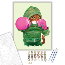 Számfestő.hu Bokszoló Macska - számfestő készlet – 40×50 cm (Keretre feszítve) kreatív és készségfejlesztő