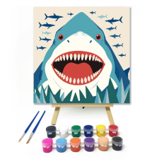 Számfestő.hu Cápa - gyerek számfestő készlet – 20×20 cm (Keretre feszítve) kreatív és készségfejlesztő