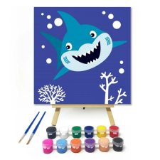Számfestő.hu Cápa - gyerek számfestő készlet – 50×50 cm (Keretre feszítve) kreatív és készségfejlesztő