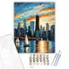Számfestő.hu Chicago Belvárosi Látkép Naplementében - számfestő készlet – 60×70 cm (Keretre feszítve)