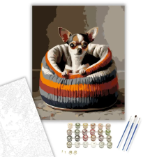 Számfestő.hu Chihuahua Kötött Pulóverben - számfestő készlet – 60×70 cm (Keretre feszítve) kreatív és készségfejlesztő