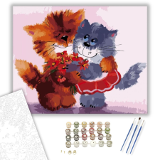 Számfestő.hu Cica szerelem - számfestő készlet – 40×50 cm (Keretre feszítve) kreatív és készségfejlesztő