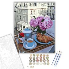 Számfestő.hu Croissant reggelire - számfestő készlet – 40×50 cm (Keretre feszítve) kreatív és készségfejlesztő