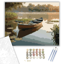 Számfestő.hu Csendes Tóparti Csónak - számfestő készlet – 40×50 cm (Keretre feszítve) kreatív és készségfejlesztő