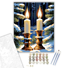 Számfestő.hu Csillogó Téli Gyertyafény - számfestő készlet – 60×70 cm (Keret nélkül) kreatív és készségfejlesztő