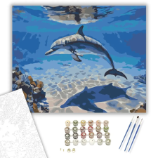 Számfestő.hu Delfin az Óceán Mélyén - számfestő készlet – 80×100 cm (Keretre feszítve) kreatív és készségfejlesztő