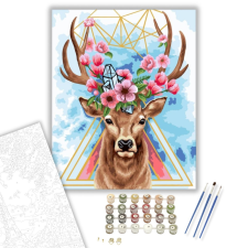 Számfestő.hu Díszes szarvas - számfestő készlet – 40×50 cm (Keretre feszítve) kreatív és készségfejlesztő