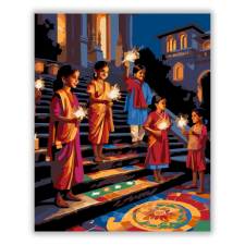 Számfestő.hu Diwali Éjszaka Gyerekekkel - számfestő készlet kreatív és készségfejlesztő