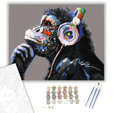 Számfestő.hu DJ Csimpánz - számfestő készlet – 40×50 cm (Keretre feszítve) kreatív és készségfejlesztő