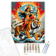 Számfestő.hu Durga Istennő Tigris Hátán - számfestő készlet – 40×50 cm (Keretre feszítve) kreatív és készségfejlesztő