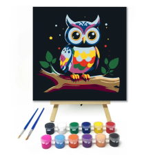 Számfestő.hu Éjszakai bagoly - gyerek számfestő készlet – 40×40 cm (Keretre feszítve) kreatív és készségfejlesztő
