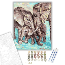 Számfestő.hu Elefánt család - számfestő készlet – 40×50 cm (Keretre feszítve) kreatív és készségfejlesztő