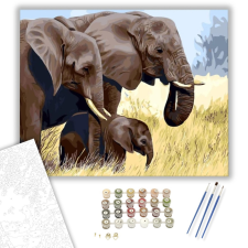 Számfestő.hu Elefánt család - számfestő készlet – 40×50 cm (Keretre feszítve) kreatív és készségfejlesztő